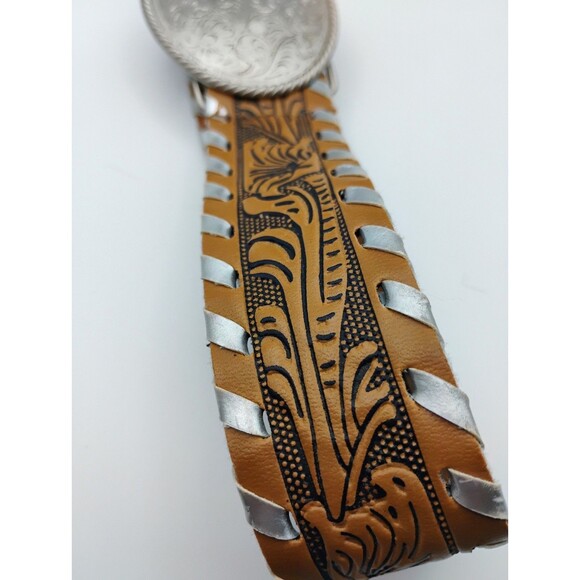 Vintage Western Boys Silver Buckle and Printed Belt sized 14‎ 1/2 - Picture 3 of 5